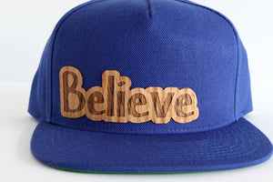 Believe design hat - Red oak wood