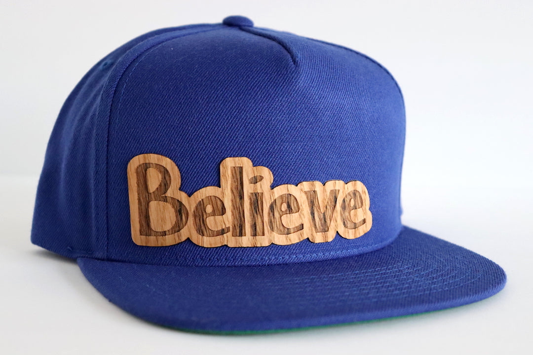 Believe design hat - Red oak wood