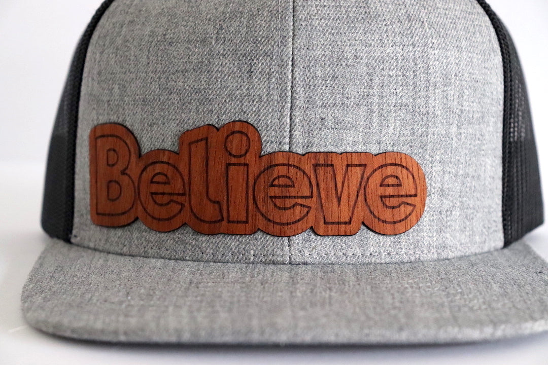 Believe design hat - Jatoba wood