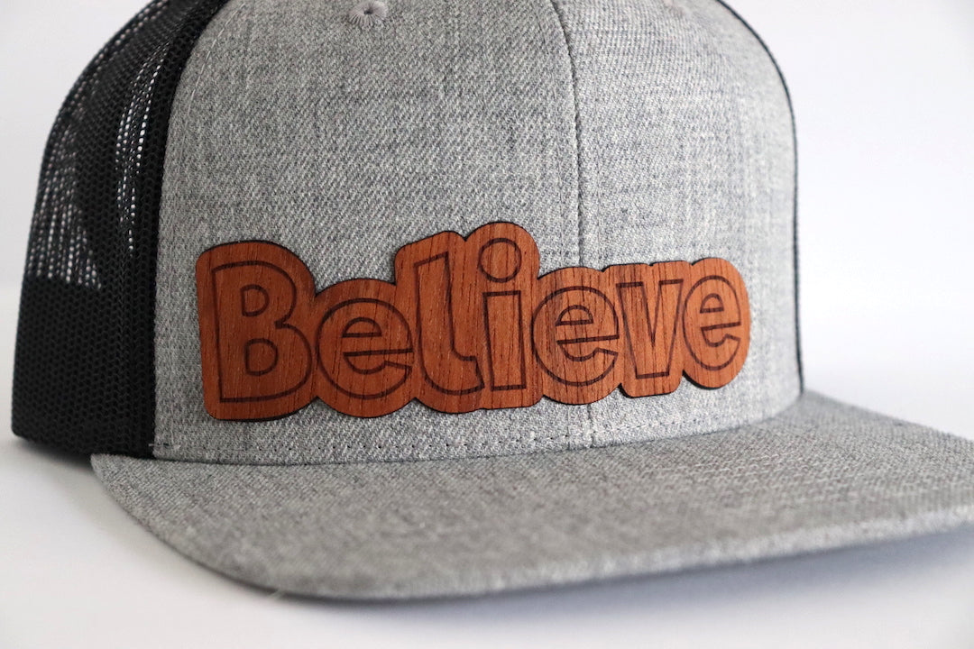 Believe design hat - Jatoba wood