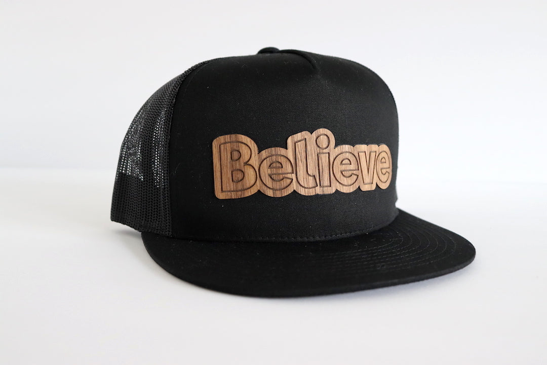 Believe design hat - Walnut wood