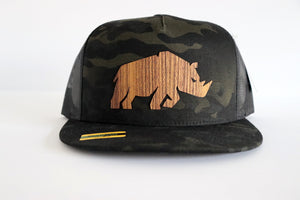 Rhino design hat - Teak wood