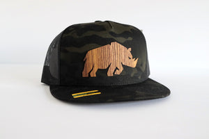 Rhino design hat - Teak wood