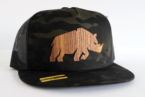 Rhino design hat - Teak wood