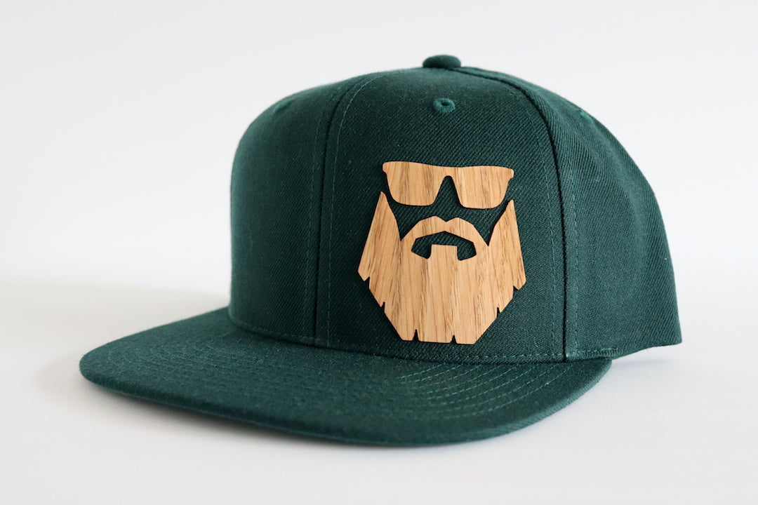 Bearded man design hat - Red oak wood