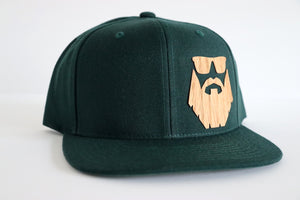 Bearded man design hat - Red oak wood