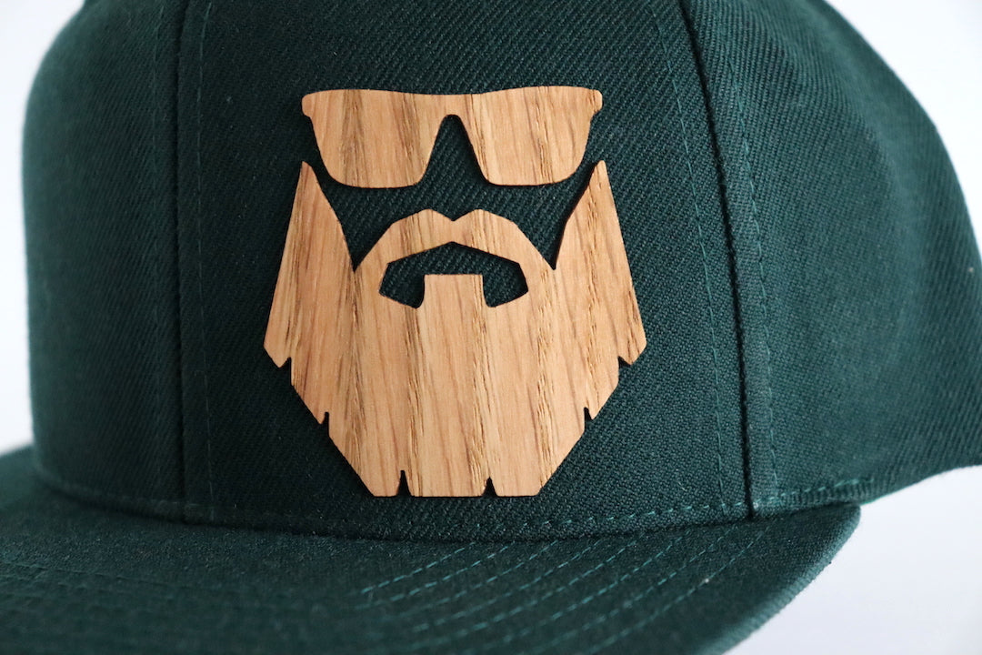 Bearded man design hat - Red oak wood